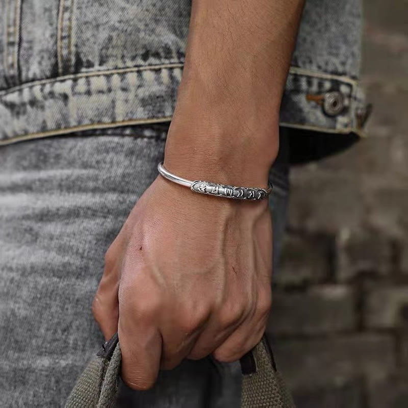 Buddha Stones Om Mani Padme Hum Engraved Peace Cuff Bracelet Bangle - image 3