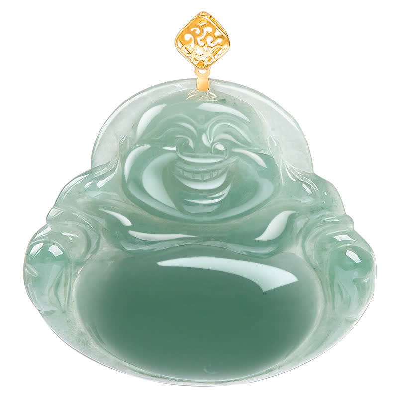 Laughing Buddha Natural Jade Prosperity Abundance Necklace Pendant - image 9