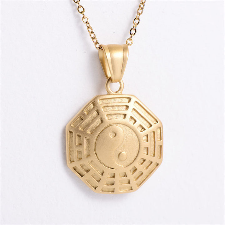 Bagua Yin Yang Titanium Steel Balance Necklace Chain Pendant - image 3