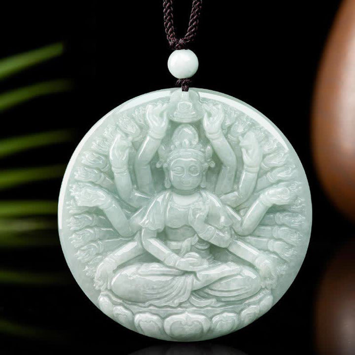 Thousand-Hand Kwan Yin Avalokitesvara Jade Blessing String Necklace Pendant - Jade (Prosperity ♥ Abundance) - image 1
