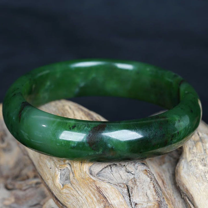 Natural Hetian Cyan Jade Happiness Success Bracelet Bangle - image 9