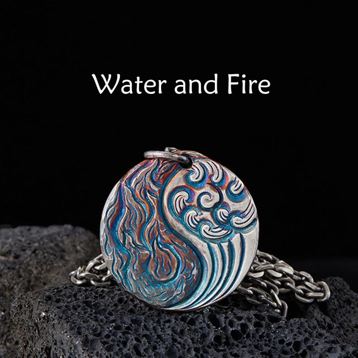 Buddha Stones 990 Sterling Silver Yin Yang Water and Fire Balance Necklace Pendant - 990 Sterling Silver - image 1