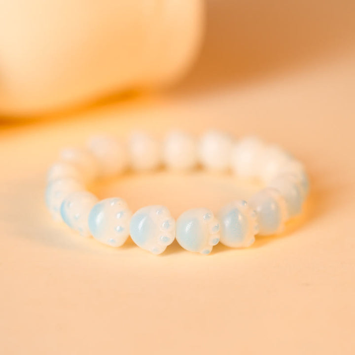Buddha Stones Natural Bodhi Seed Lovely Paw Lucky Cat Paw Peace Bracelet - Light Blue - image 16