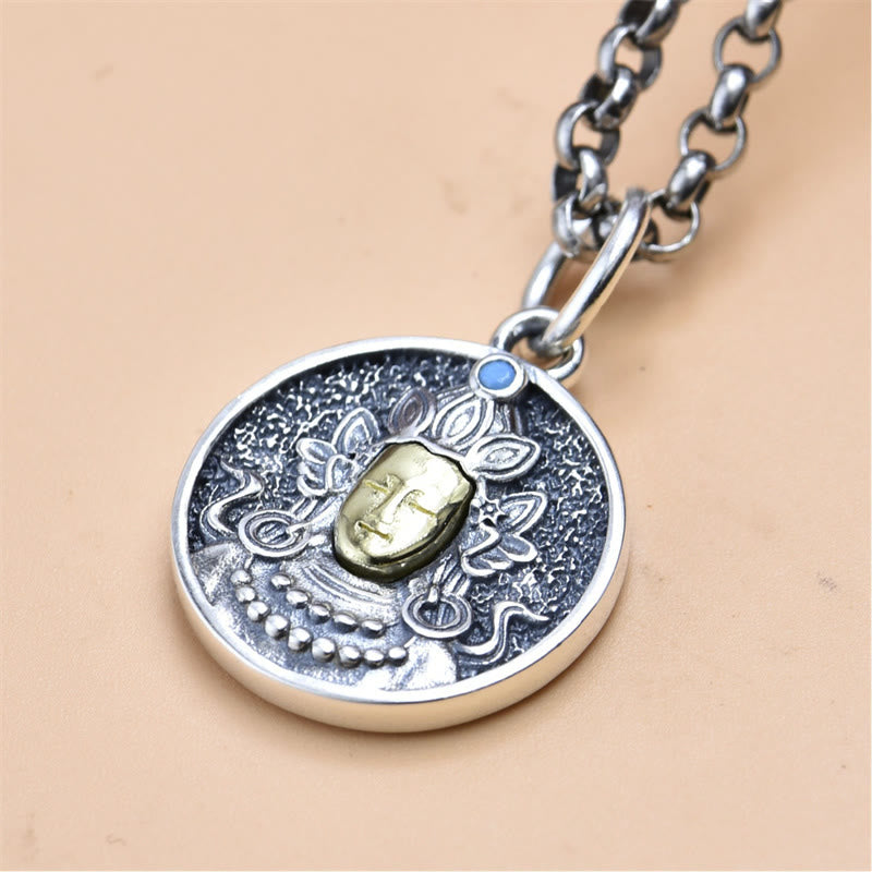 Buddha Stones 925 Sterling Silver Green Tara Double Dorje Vajra Protection Necklace Pendant - image 6