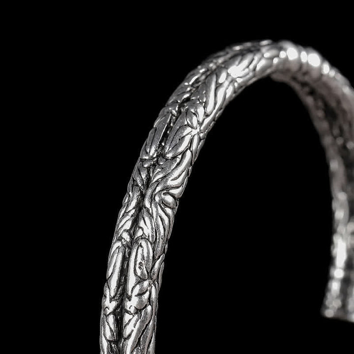 Flower Dragon Pattern Engraved Balance Cuff Bracelet Bangle - image 4