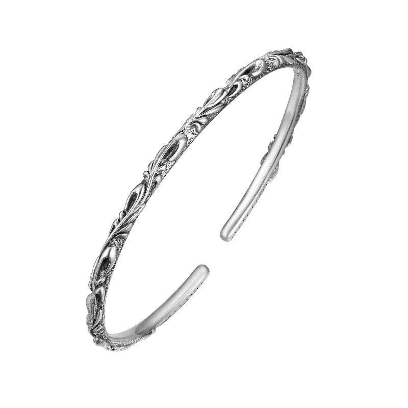925 Sterling Silver Handmade Vines Engraved Protection Bracelet Bangle - image 10