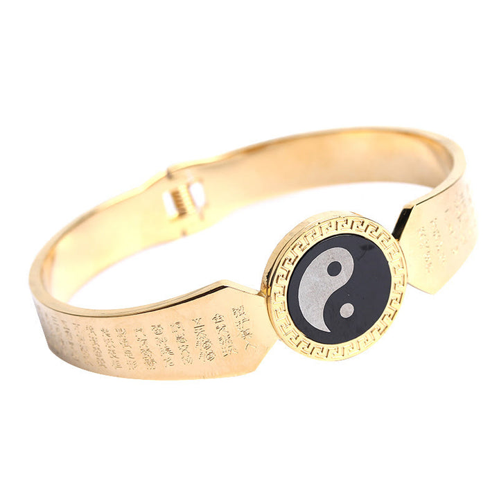 Buddha Stones Yin Yang Lotus Om Mani Padme Hum Mantra Titanium Steel Harmony Bracelet Bangle - image 10