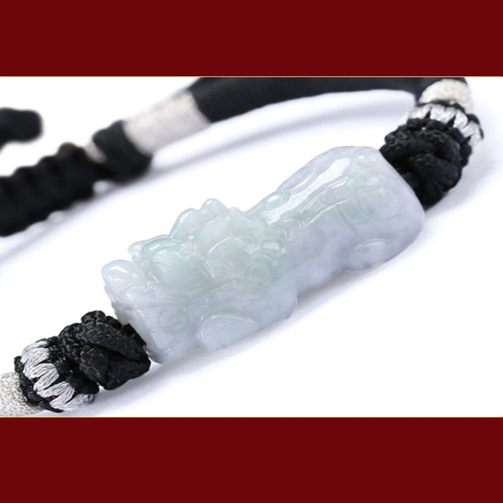 Buddha Stones Handmade Natural Jade PiXiu Luck Prosperity Braided String Bracelet - image 6