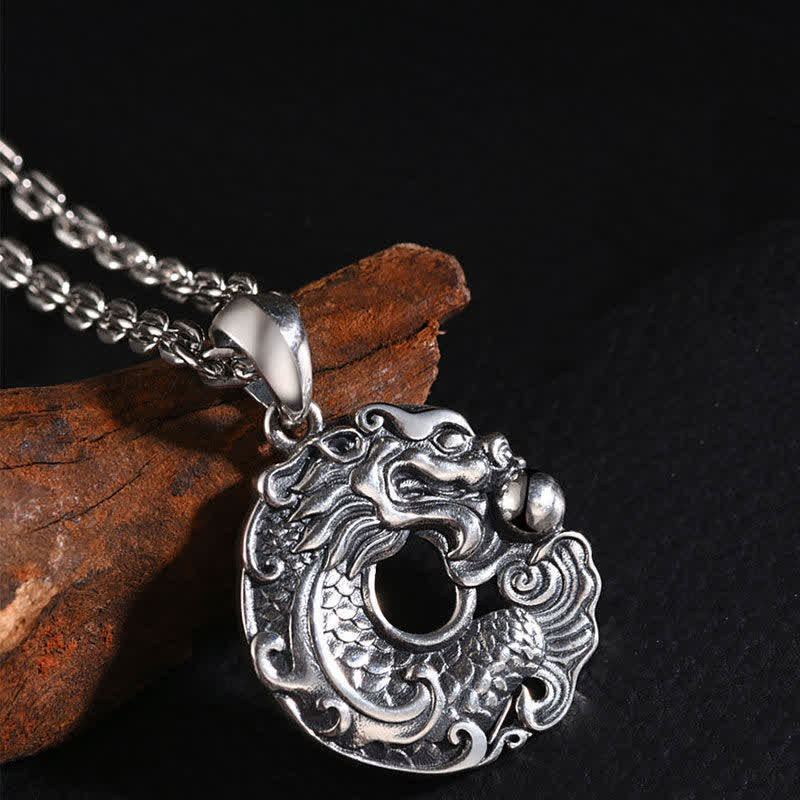 Koi Fish Dragon Peace Buckle Wealth Necklace Pendant - image 2