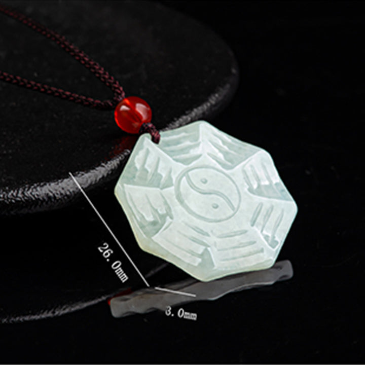 Natural Jade Bagua Yin Yang Luck Necklace Pendant - image 8