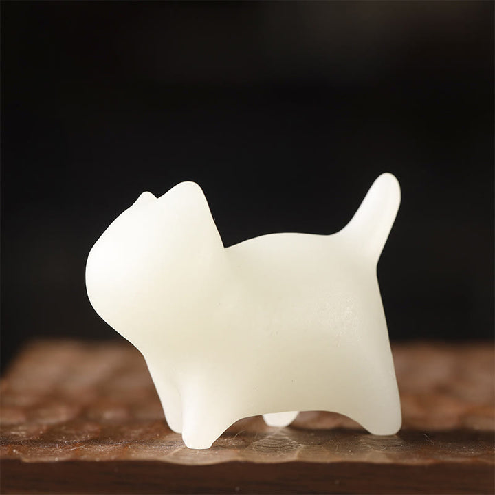 Buddha Stones 2Pcs Mini Cute Cat Glowstone Luminous Lucky Cat Energy Decoration - image 2