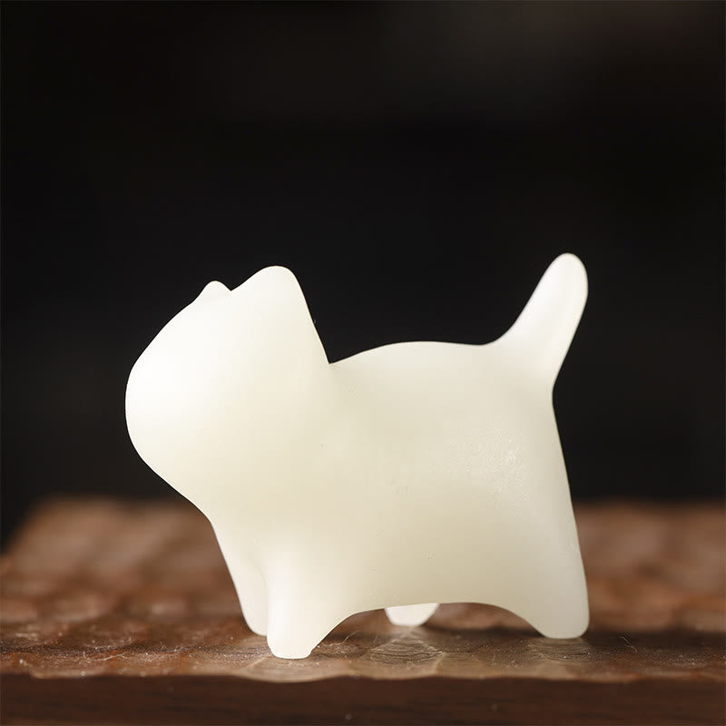 Buddha Stones 2Pcs Mini Cute Cat Glowstone Luminous Lucky Cat Energy Decoration - image 2