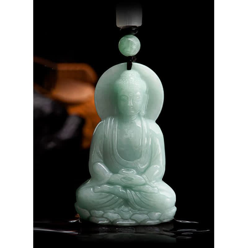 Buddha Stones Amitabha Buddha Jade Amulet Compassion String Necklace - image 14
