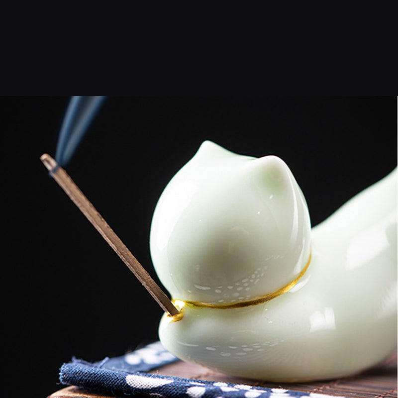 Lovely Cat Panda Ceramic Blessing Incense Burner Decoration - image 12