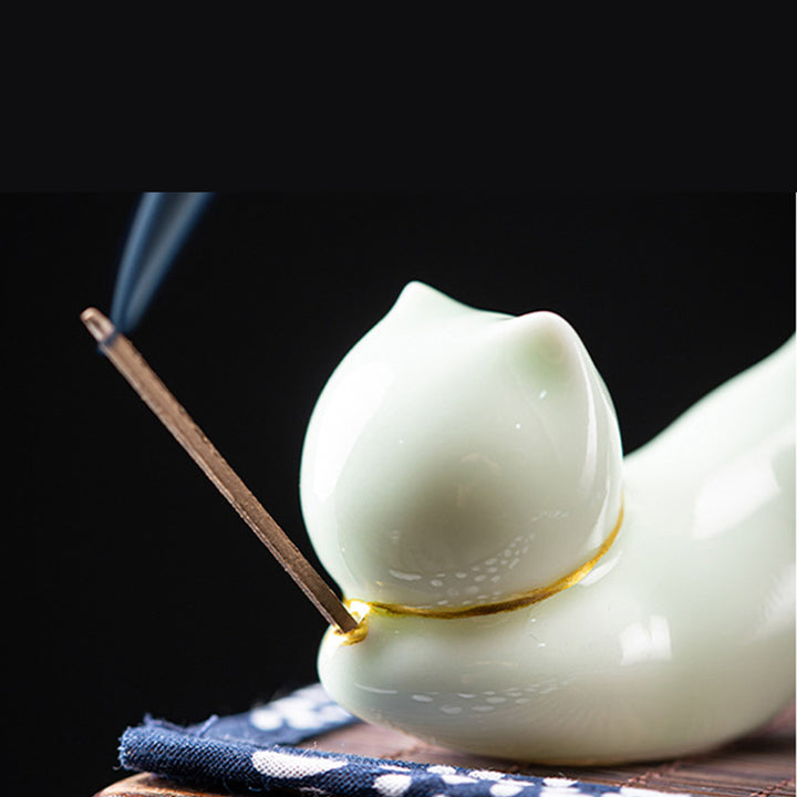 Lovely Cat Panda Ceramic Blessing Incense Burner Decoration - image 12