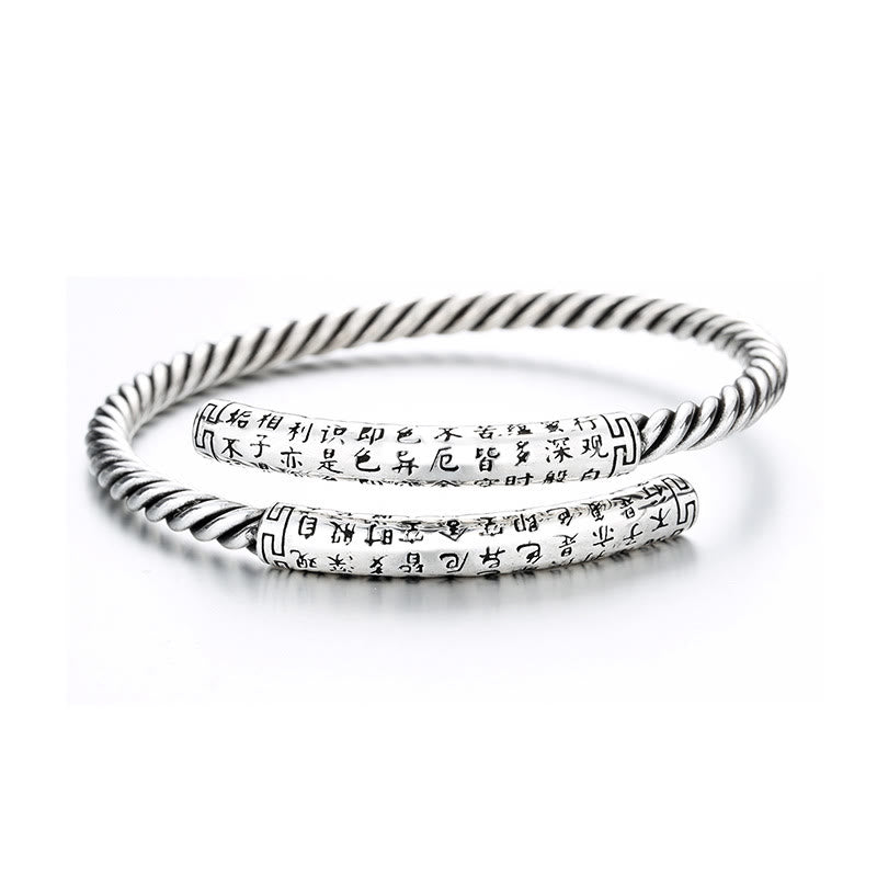 Buddha Stones Retro Heart Sutra Twisted Design Pattern Balance Bracelet Bangle - image 6