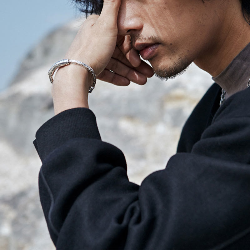 Buddha Stones Tibet Om Mani Padme Hum Engraved Focus Cuff Bracelet Bangle - image 11