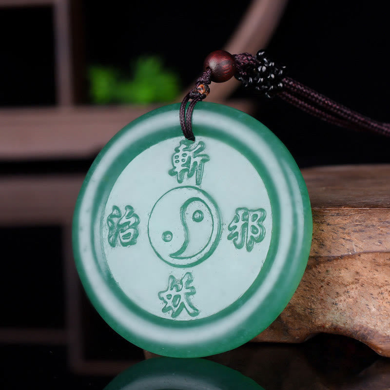 Buddha Stones Green Aventurine Yin Yang Balance Necklace Pendant - Green Aventurine(Luck♥Positivity) - image 1