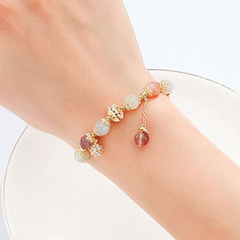 Colorful Rutilated Quartz Cat Eye Zircon Auspiciousness Bead Bracelet - image 3