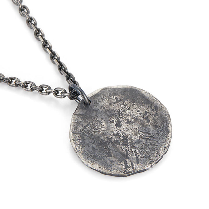 Buddha Stones 990 Sterling Silver Yin Yang Hammer Texture Harmony Necklace Pendant - image 8