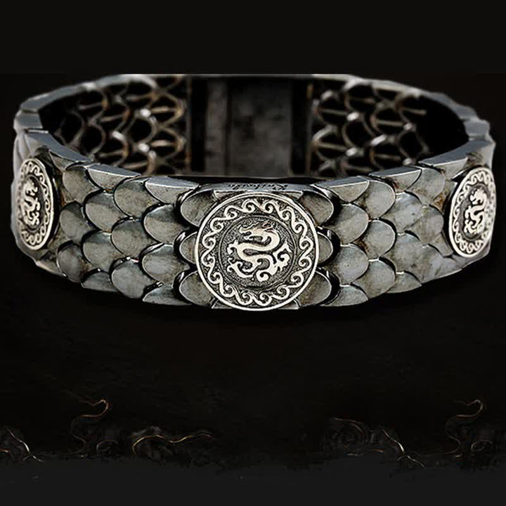 Buddha Stones 925 Sterling Silver Dragon Scales Luck Success Bracelet Bangle - image 6