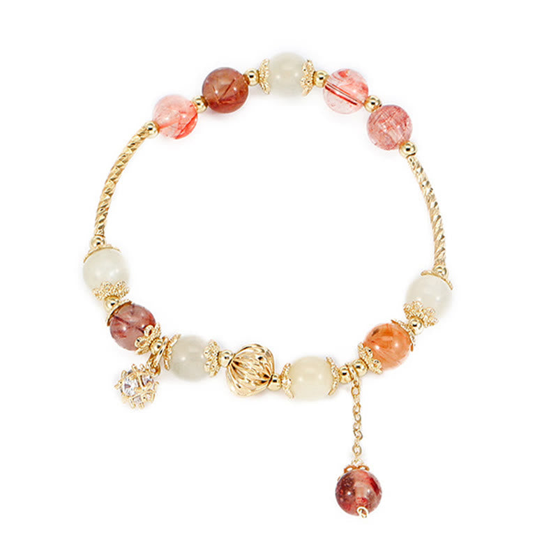 Colorful Rutilated Quartz Cat Eye Zircon Auspiciousness Bead Bracelet - image 9
