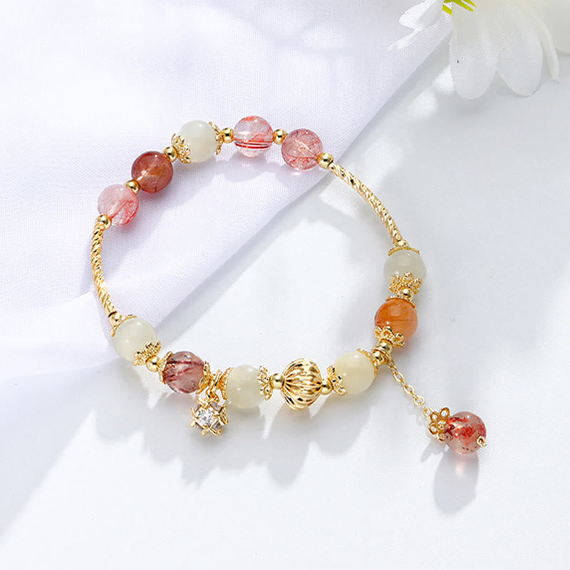 Colorful Rutilated Quartz Cat Eye Zircon Auspiciousness Bead Bracelet - image 5