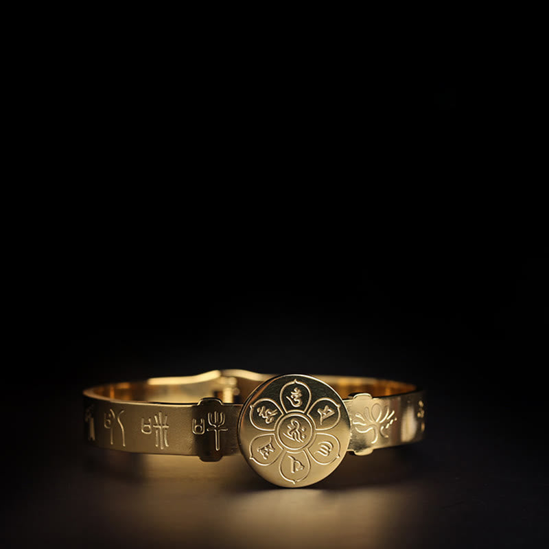 Buddha Stones Yin Yang Lotus Om Mani Padme Hum Mantra Titanium Steel Harmony Bracelet Bangle - image 17