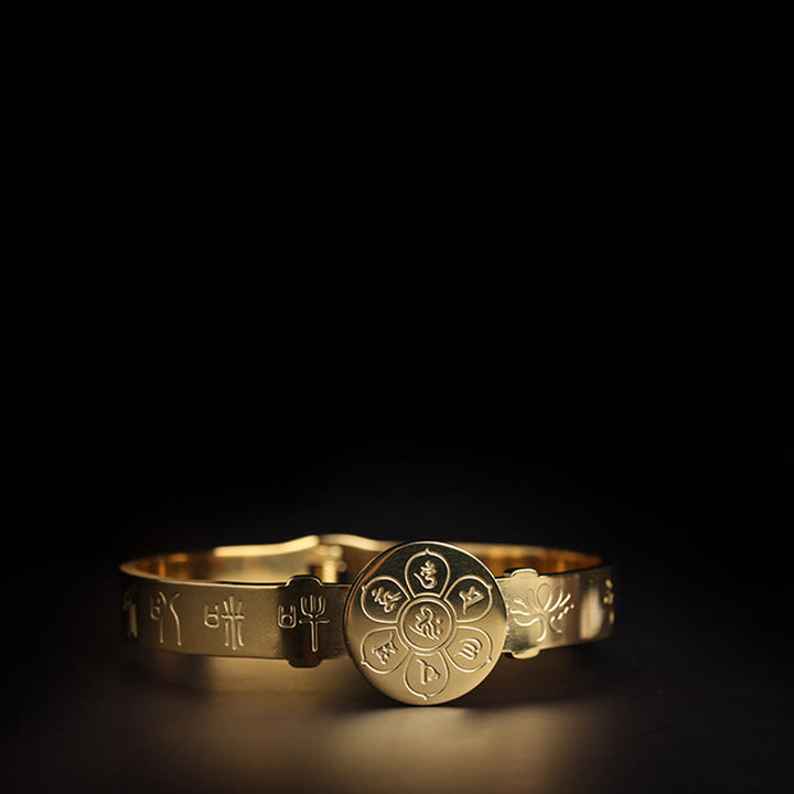 Buddha Stones Yin Yang Lotus Om Mani Padme Hum Mantra Titanium Steel Harmony Bracelet Bangle - image 17