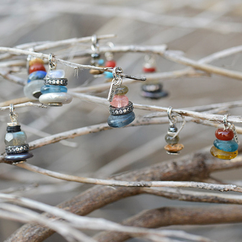 Buddha Stones Zen Cairn Labradorite Various Crystals Calm Pendant Necklace - image 1