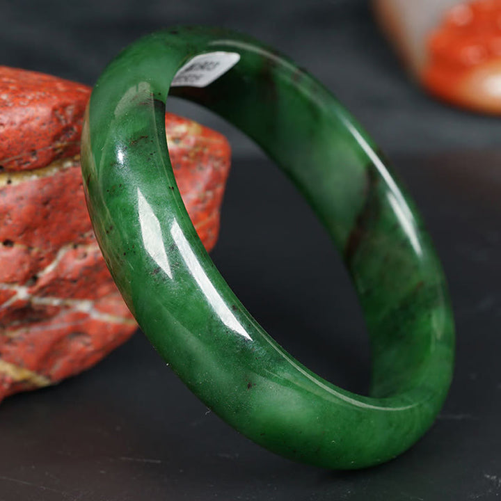 Natural Hetian Cyan Jade Happiness Success Bracelet Bangle - 62mm - image 1