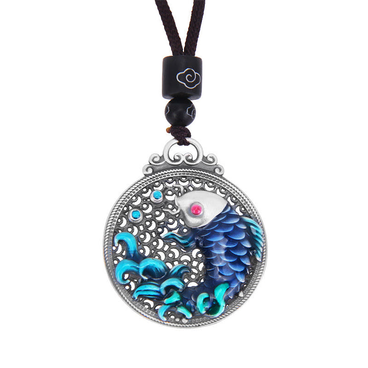 Buddha Stones 999 Sterling Silver Luck Koi Fish Success Prosperity Necklace Pendant - image 6