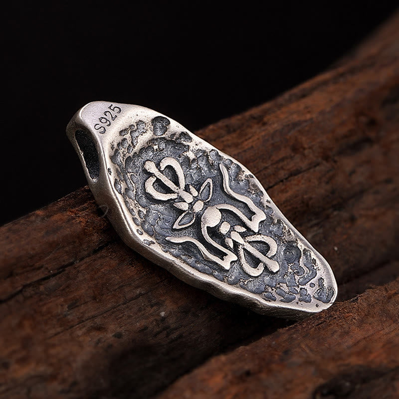 Buddha Stones Tibetan 925 Sterling Silver Om Mani Padme Hum Dorje Vajra Engraved Strength Necklace Pendant - image 9