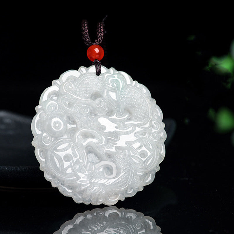 Buddha Stones White Jade Dragon Protection Necklace String Pendant - image 7