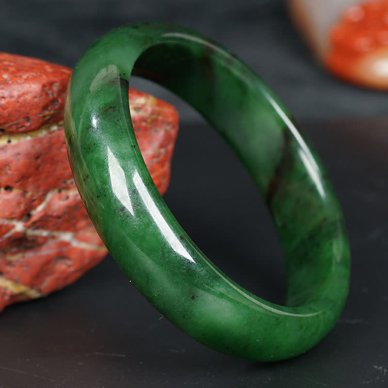 Natural Hetian Cyan Jade Happiness Success Bracelet Bangle - image 8