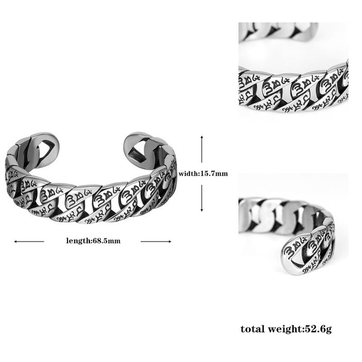 Buddha Stones Tibetan Om Mani Padme Hum Mantra Titanium Steel Peace Cuf Bangle Bracelet - image 8