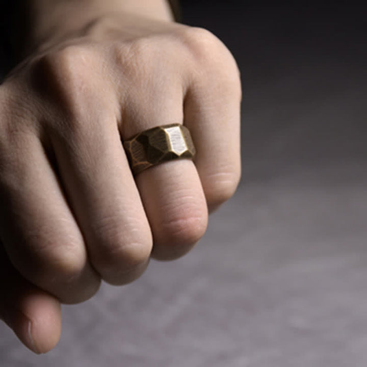 Buddha Stones Tibetan Simple Design Copper Wealth Ring