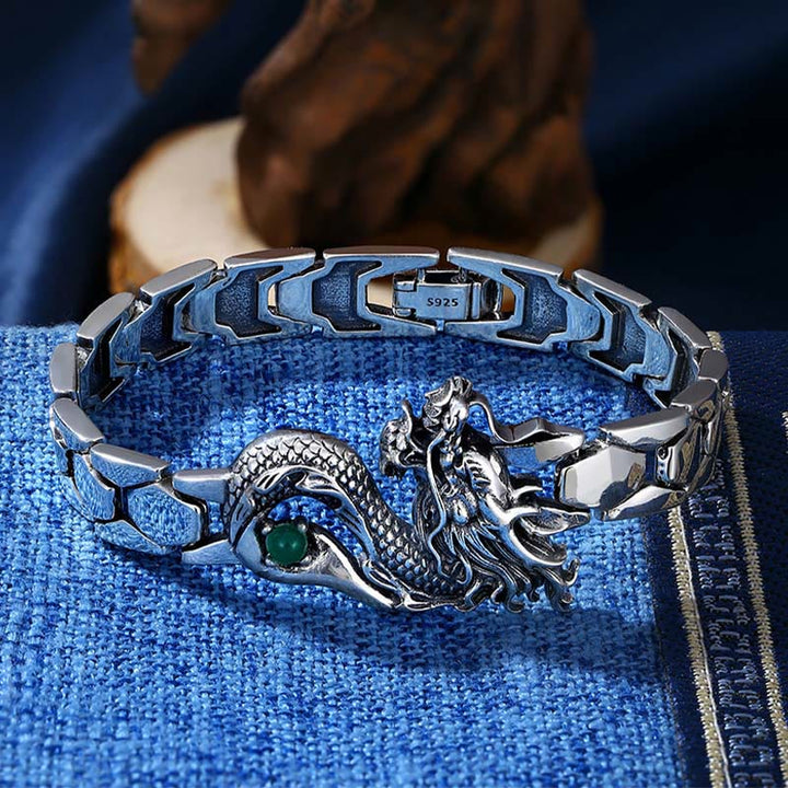 Buddha Stones Vintage Dragon Pattern Engraved Success Bracelet