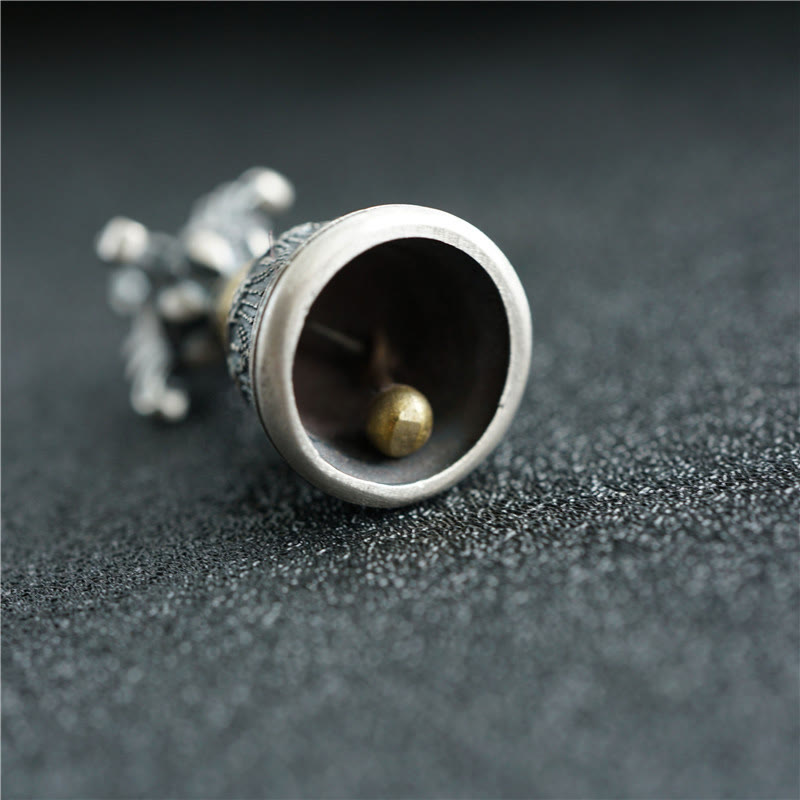 Buddha Stones Tibet 925 Sterling Silver Om Mani Padme Hum Dorje Bell Vajra Engraved Enlightenment Pendant Hanging Decoration