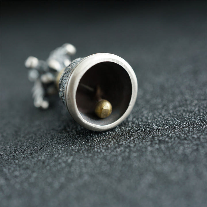 Buddha Stones Tibet 925 Sterling Silver Om Mani Padme Hum Dorje Bell Vajra Engraved Enlightenment Pendant Hanging Decoration