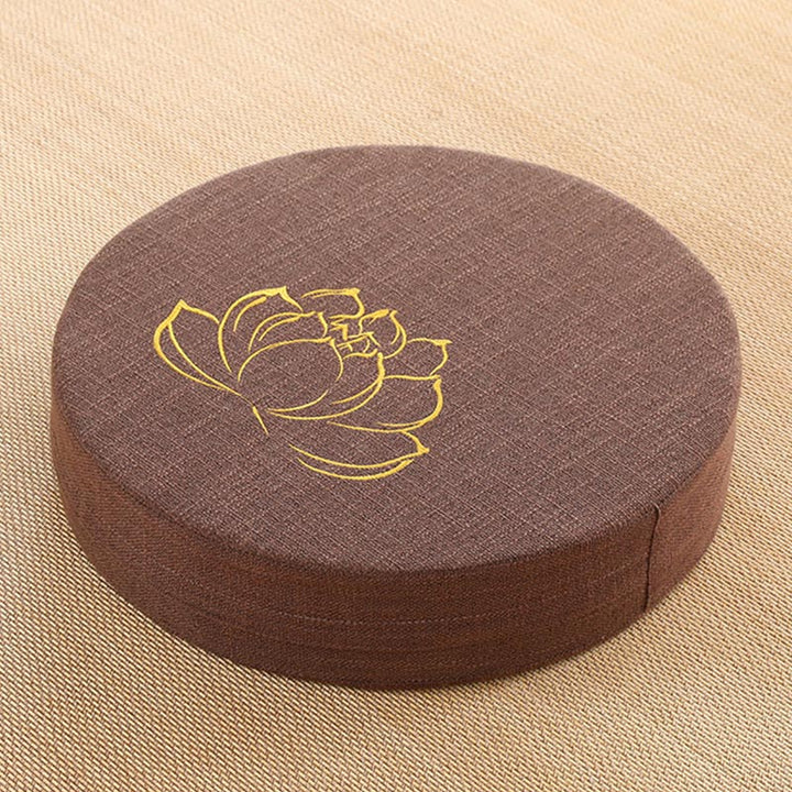 Buddha Stones Lotus Embroidery Cotton Linen Meditation Seat Cushion