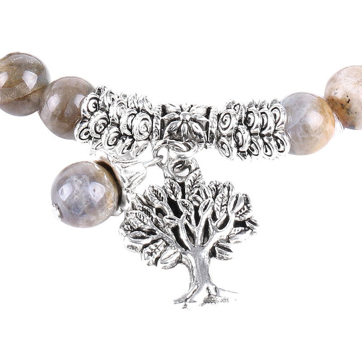 Buddha Stones Natural Gemstone Tree of Life Lucky Charm Stretch Bracelet