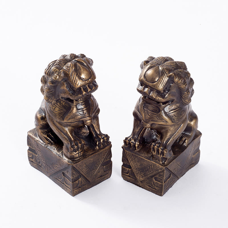 2Pcs Lion Statue Courage Strength Resin Home Office Decoration