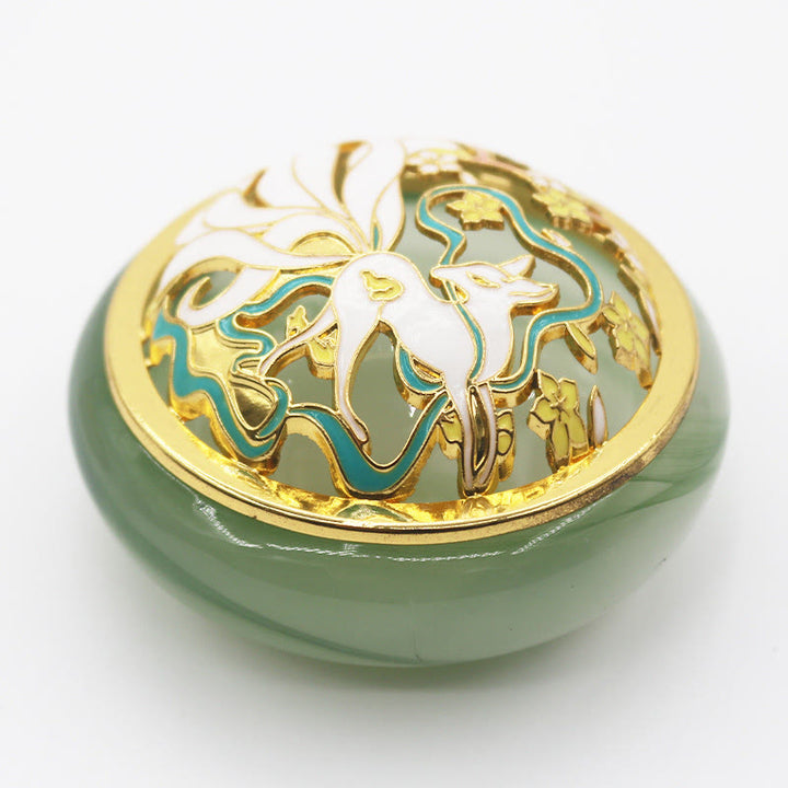 Buddha Stones Nine Tailed Fox Liuli Crystal Healing Meditation Incense Burner