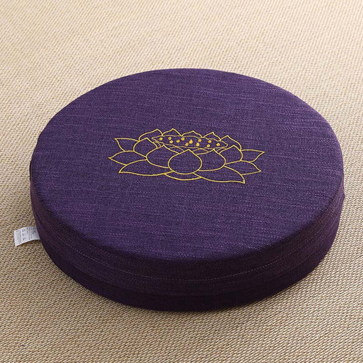 Buddha Stones Lotus Embroidery Cotton Linen Meditation Seat Cushion