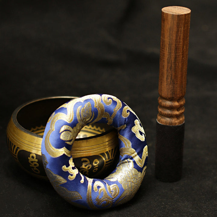 Buddha Stones Tibetan Meditation Sound Bowl Handcrafted for Healing and Mindfulness Support Protection Singing Bowl Set