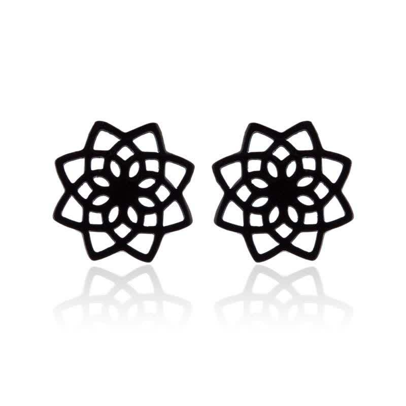 Tibetan Lotus Pattern New Beginning Stud Earrings