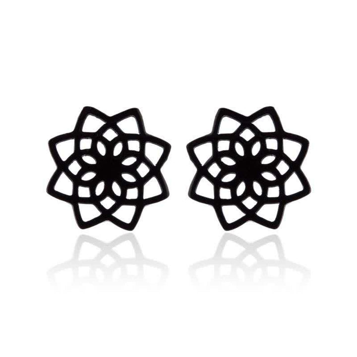 Tibetan Lotus Pattern New Beginning Stud Earrings