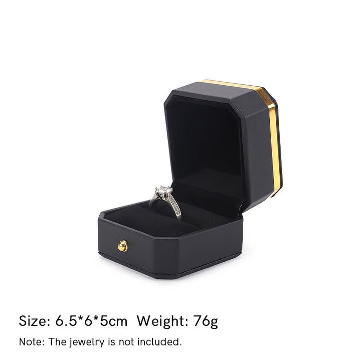 Jewelry Storage Box PU Leather Gift Box - Black - Ring Box (6.5*6*5cm) - image 13