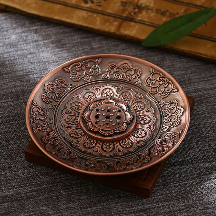 Buddha Stones Lotus Dragon Phoenix Eight Auspicious Symbols Zinc Alloy Incense Stick Holder Healing Incense Burner Decoration